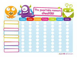 Mealtime Reward Charts Good Table Manners Table Manners