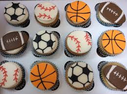 This ombre baby shower cake is so cute and so yummy! Sports Themed Baby Shower Cupcakes Gray Barn Baking