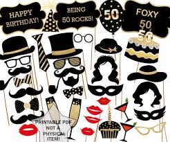 50th Birthday Photo Booth Props Printable 50th Birthday Photo Booth Props Printable Party Props Party Supplies Printable Pdf Black And Gold Birthday Photo Booths Photo Booth Props Birthday Photos