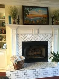 Black And White Fireplace Hearth Tiles Herringbone Pattern Subway Tile Fireplace Hearth And Surround Update Herringbone Fireplace Subway Tile Fireplace White Fireplace