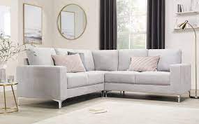 Baltimore Dove Grey Plush Fabric Corner Sofa Only 799 99 Furniture Choice Grey Corner Sofa Corner Sofa Living Room White Corner Sofas