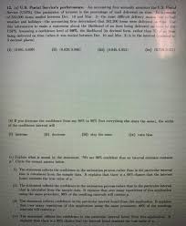 Check spelling or type a new query. Solved 12 A U S Postal Service S Performance An Acco Chegg Com