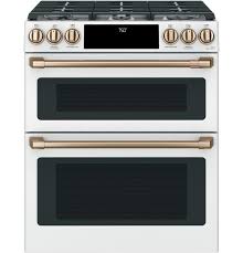 6 7 Cu Ft Gas Double Oven Slide In Range With True Convection In Matte White In 2020 Gas Range Double Oven Double Oven Range Gas Double Oven
