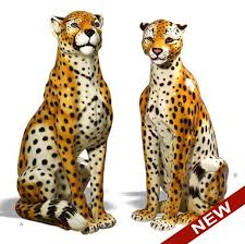 Italian Hand Painted Life Size Cheetahs And Leopards By Intrada Italy Animal Statues Cat Statue Statue