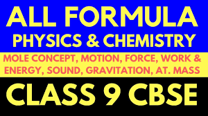 Class 9 All Science Formulas