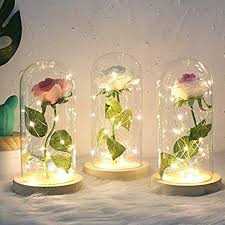 Rose In Flask Led Flower Light 40 Off For Valentine S Day Gift Flower Lights Glass Domes Led Flower