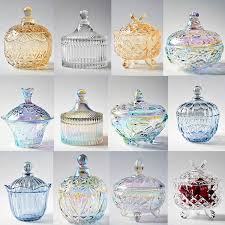 Pressed Glass With Indented Designs Rainbow Colors Glass Candy Glass Candy Jars Cosmetic Holder