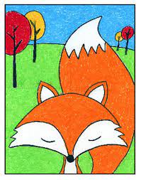 Draw an oval in the front of the head. Cartoon Fox Art Projects For Kids
