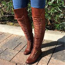 Long over knee boots high buckle detail flat block heel shoes uk womens ladies. Pin On High Heel Boots