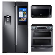 Samsung 3 Piece Kitchen Appliance Package With 5 8 Cu Ft Electric Kitchen Appliances Kitchen Appliance Packages Outdoor Kitchen Appliances