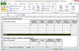 Simple Personal Finance Statement Template For Excel