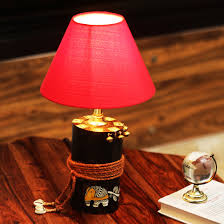 Product title multifutional bedside table desk lamp with dual usb. Exclusivelane The Red Shade Log Madhubani Warli Handpainted Wooden Home Decorative Bedroom Living Room Bedside Table Lamps For Home Decoration Brown Red Without Bulb Buy Online In Bermuda At Bermuda Desertcart Com Productid