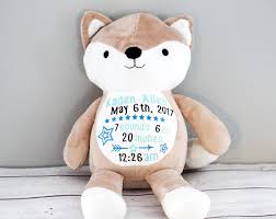 Birth Announcement Stuffed Animals Baby Boy S Birth Stat Plush Birth Announcement Stuffed Animal Monogrammed Fox Newborn Gift Personalized Fox Newborn Gifts Baby Boy Baby Stats