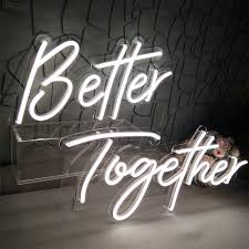 Realwell pink good vibes only neon sign room decor real glass bar handmade night light gift 14″x 9″ realwell. Divatla Better Together Neon Sign For Wall Bedroom Home Decor Warm White Neon Sign For Bridal Shower Party Weeding Decoration 24x10 17x9 Inches Power Adapter Included Amazon Com