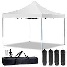 Let collar (e) and canopy (d) rest on shade washer. Buy Canopy Tent 10 X 10 Pop Up Canopy Ez Up Sun Shade Canopy With Backpack Bag 4 Sand Weights Bags Steel Stakes Gazebos Tent For Outdoor Wedding Party Camping Picnics White