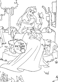 Sleeping Beauty With Animals Coloring Pages For Kids Printable Free