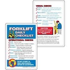 Forklift Daily Checklist Wallet Card Daily Checklist Health And Safety Poster Card Wallet