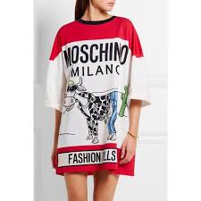 Moschino Oversized Printed Cotton Jersey T Shirt Dress Short Dresses Casual Oversized T Shirt Dress Tee Shirt Dress