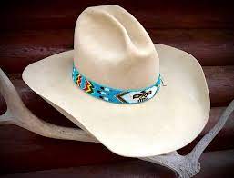 Beaded Hat Band Thunderbird Turquoise Western Retro Hat Band Etsy Retro Hats Hat Band Beaded Hat