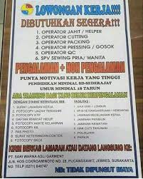 Lowongan kerja pt sapta warna cemerlang juni 2021. Lowongan Kerja Garment Like And Share