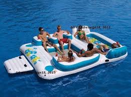Sofina 2013 Inflatable 6 Person Pool Raft Floating Island W 2 Built In Coolers Inflatable Floating Island Pool Rafts Lake Rafts