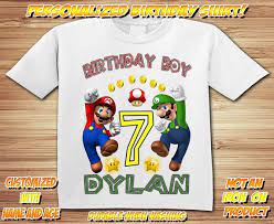 Seven times six super mario bros. Super Mario Brothers Birthday T Shirt Personalized Nintendo Wii Video Game Mario And Luigi Super Mario Brothers Birthday Birthday 7th Birthday Party Ideas
