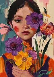 Mooie bos bloemen kunst op canvas, behang en meer