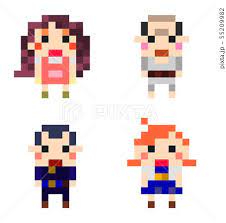 イラスト素材 ドット絵ファミリー 母 父 息子 娘 イラスト ドット絵 ac イラスト