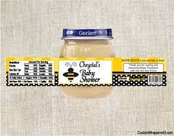 Baby Shower Baby Food Jar Label Bee
