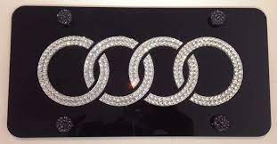 Audi Logo Black Vanity Front License Plate Frame 1mm Heavy Duty Swarovski Crystal By Blingsumodesi Bling License Plate Frames Black Vanity License Plate Frames