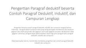 Jadi melihat pengertian antara paragraf induktif dan deduktif. Calameo Pengertian Paragraf Deduktif Beserta Contoh Paragraf Deduktif