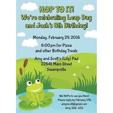 Leap Day Party Invitation Frog Party Theme Leap Day Frog Birthday Party