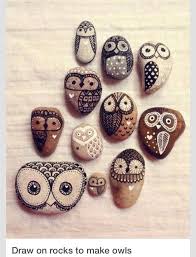 Owl Rock Stone Drawing Diy Painted Rocks Owls Sharpie Crafts Owl Crafts