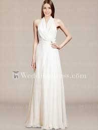 Casual Chiffon A Line Wedding Gown With Halter Neckline Bc188 One Shoulder Wedding Gowns Chiffon Wedding Gowns Wedding Dresses With Flowers