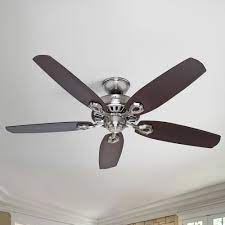 Polished nickel with brushed nickel blades wayfair north america $ 400.00 Hunter Fan Company Builder Elite Brushed Nickel Ceiling Fan Without Light 53241 Destination Lighting