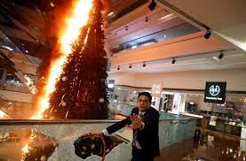 They received a call after 10 a.m. Protesters Set Christmas Tree On Fire At Hong Kong Luxury Mall Reuters Com