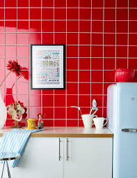 Matrix Flame Red Tiles Exclusive To Topps Tiles Are A Brilliant Cost Effective Way To Add Colour To Any Interior Dec Red Kitchen Tiles Red Tiles Red Kitchen