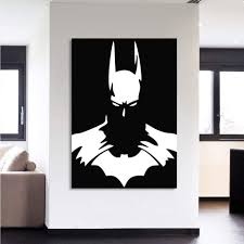 Black And White Superhero Wall Art White Batman Superhero Thug Print On Black 1pc Canvas Wall Art In 2020 Batman Painting Canvas Batman Painting Superhero Wall Art