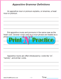 Appositives match | printable appositive worksheets. Simple Appositive Worksheets Examples Of Appositives And Phrases