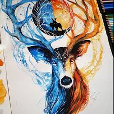 Ice And Fire Night Art Animal Art Art