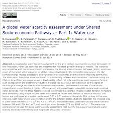 Hanasaki N Fujimori S Yamamoto T Yoshikawa S Masaki Y Hijioka Y Et Al 2013a A Global Water In 2020 Earth System Science Water Scarcity Assessment