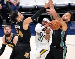 The utah jazz, led by guard donovan mitchell, face the memphis grizzlies, led by guard ja morant, in game 2 of their nba playoffs western conference first round series on wednesday, may 26, 2021. Zttkuu1av69uim
