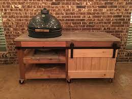My Xl Big Green Egg Table Concrete Countertop Barndoor Compartment Big Green Egg Table Bbq Table Big Green Egg