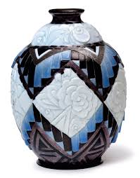 Camille Faure 1874 1956 Important Vase Ovoide A Epaulement Galbe Et Col Evase En Cuivre Emaille Sur Base A Art Deco Vases Sculpture Art Unique Flower Vases