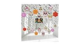 30 pcs Day of The Dead Foil Swirls Decorations Halloween Sugar Skull  Flowers Ceiling Hanging Swirls Dia de Los Muertos Party Favors Supplies for  ...