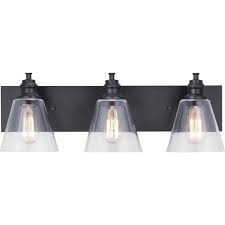 Progress Lighting Elsey Manor 24 In 3 Light Matte Black Vanity Light With Clear Glass Shades P300303 031 The Home Depot In 2020 Black Vanity Light Black Bathroom Light Vanity Lighting