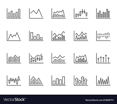 financial charts line icons candle stick graph