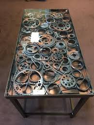 Cogs Gears Table 47 5 L X 23 5 W X 27 5 H Great Gift Ideas Visit Our New Web Page Vintage Industrial Furniture Automotive Furniture Steampunk Furniture