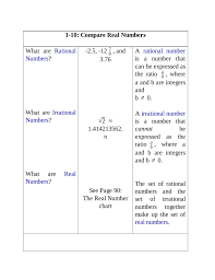 1 10 Compare Real Numbers What Are Rational Numbers