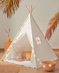 Amazon.com: Tiny Land Large Kids Teepee Tent with Padded Mat & Light String  & Carry Case-Kids Foldable Play Tent -Toys for 3,4,5,6 Year Old Girls,  White Canvas Teepee Indoor Outdoor Games-Kids Playhouse-Kids